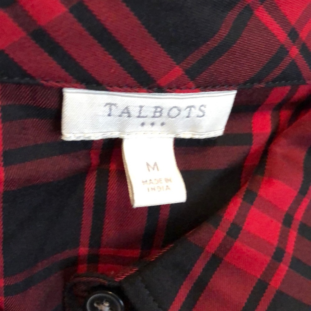 Red &Black Talbots Size M Ruffle Blouse